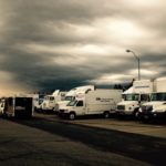 Lile International Fleet Trucks With storm ovrcast